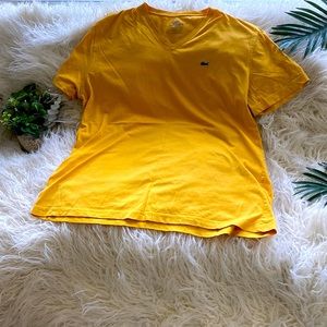 Lacoste yellow v neck tee shirt